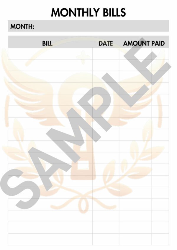 Monthly Bills template