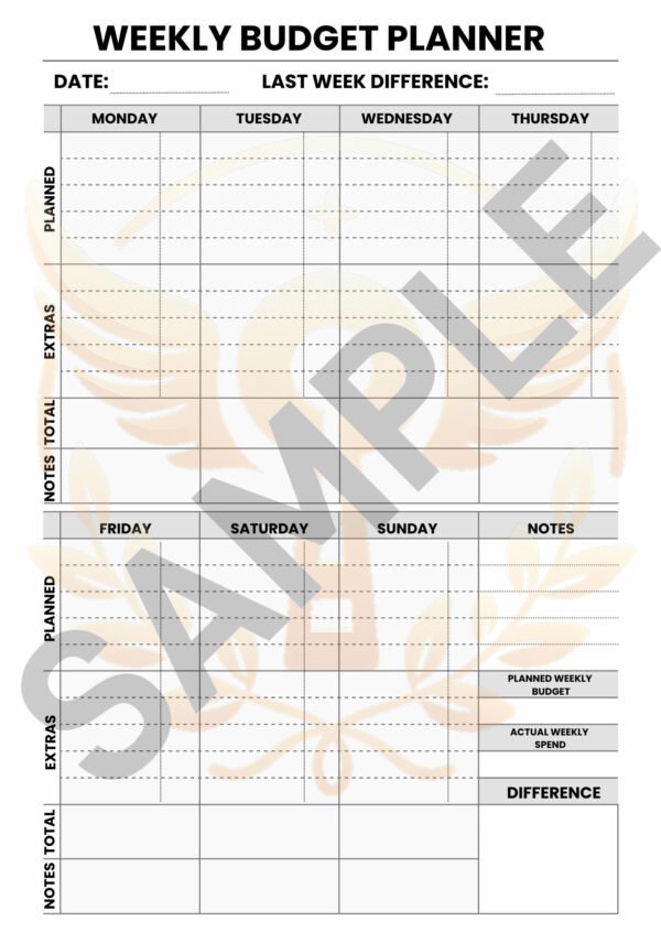 Weekly Budget Planner template