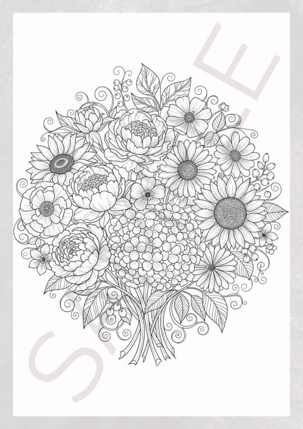 Natural Elements: Flowers Coloring Pages - Botanical Stress Relief