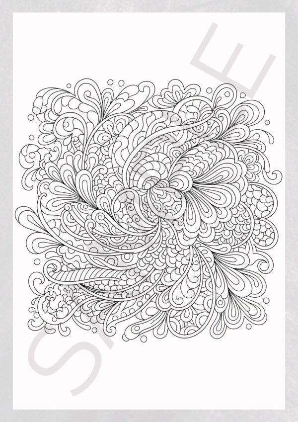 Flowing Abstract Coloring Pages for Adults - Relaxing Digital Prints for Anxiety Relief
