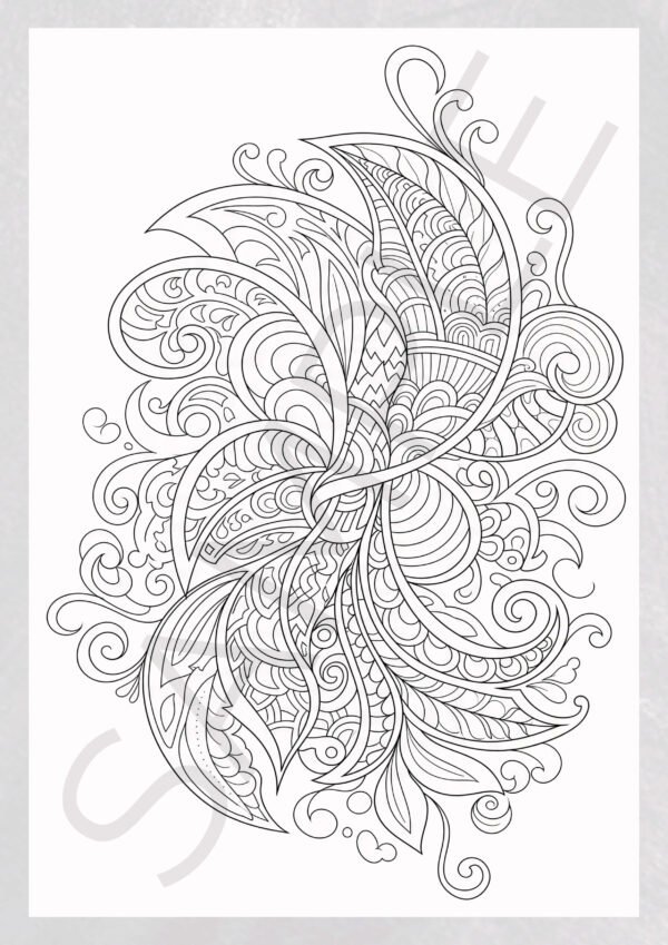 Flowing Abstract Coloring Pages for Adults - Relaxing Digital Prints for Anxiety Relief