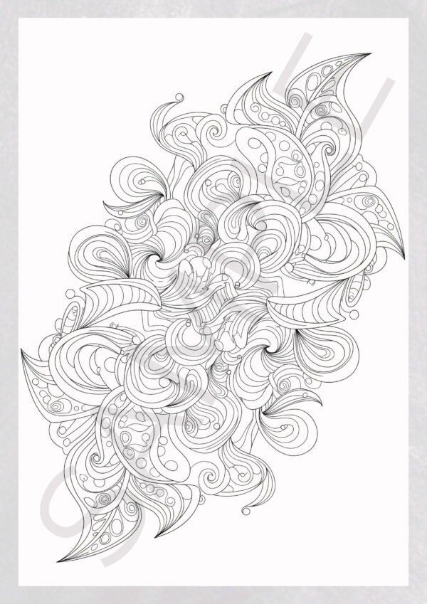Flowing Abstract Coloring Pages for Adults - Relaxing Digital Prints for Anxiety Relief