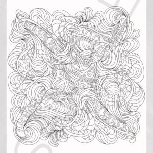 Flowing Abstract Coloring Pages for Adults - Relaxing Digital Prints for Anxiety Relief